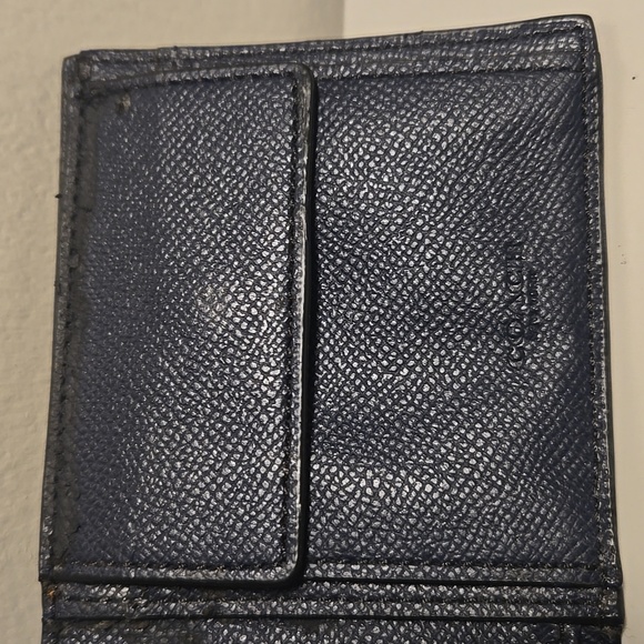 Coach Leather Wallet Navy Blue - Picture 2 of 6